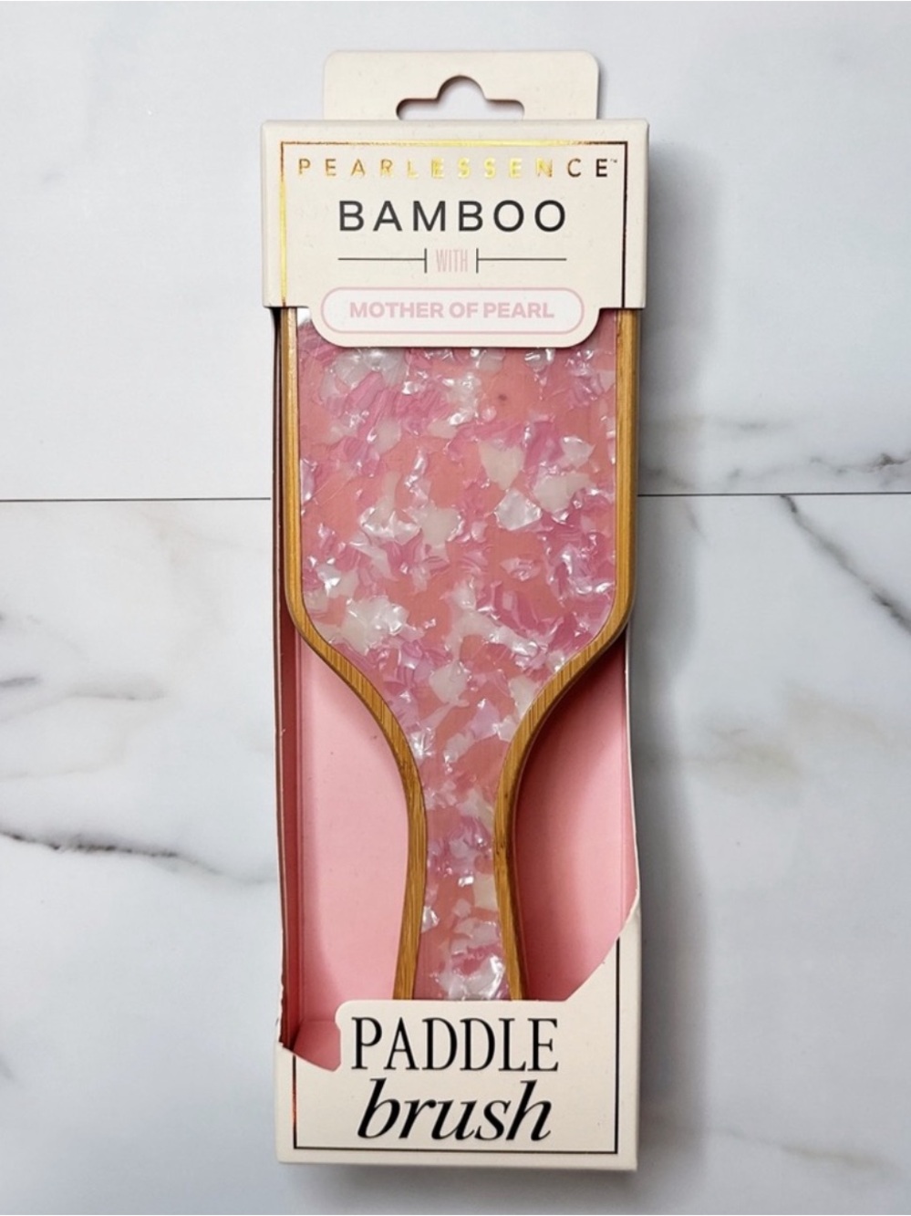🆕 Pearlessence | Bamboo Paddle Brush With Pink Mother Of Pearl!